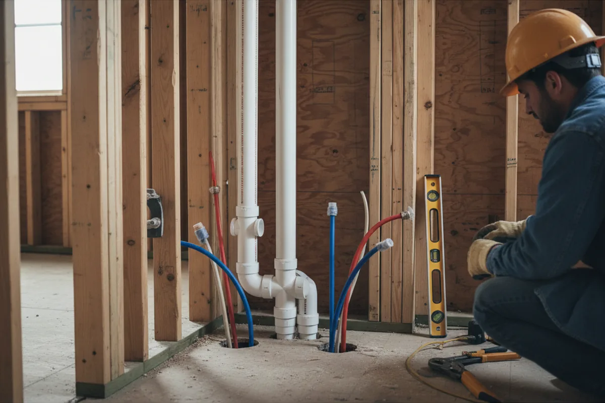 Drain and supply rough-in during Leak Detection in Crow Agency
